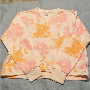Pink and Orange Tie Dye Crop Sweatshirt